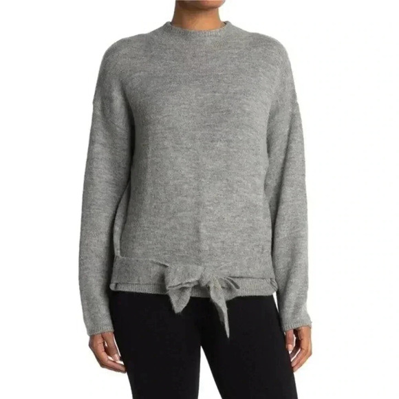 WAYF Mock Neck Tie Waist Gray Sweater XS - Picture 1 of 7